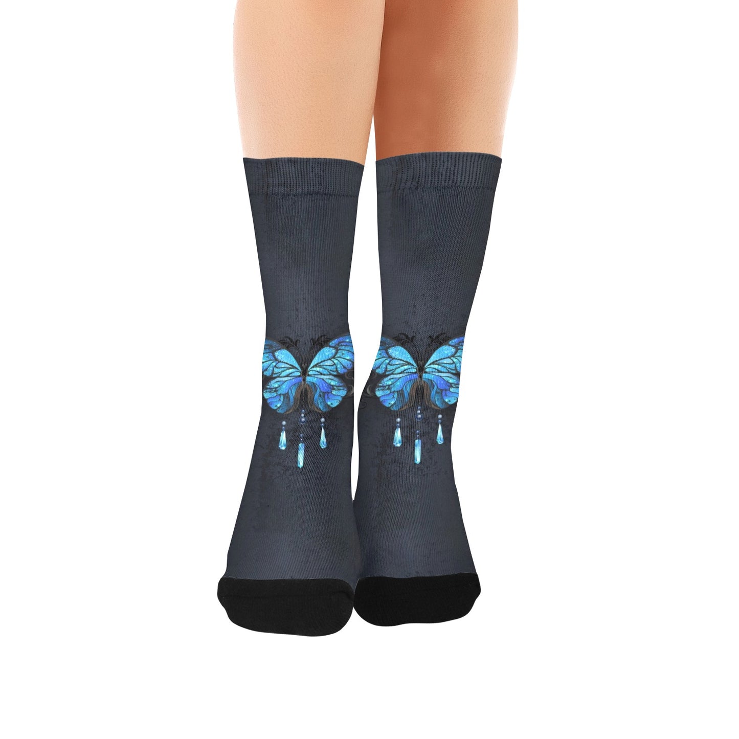Blue butterfly Socks - Custom Socks for Women Made in USA