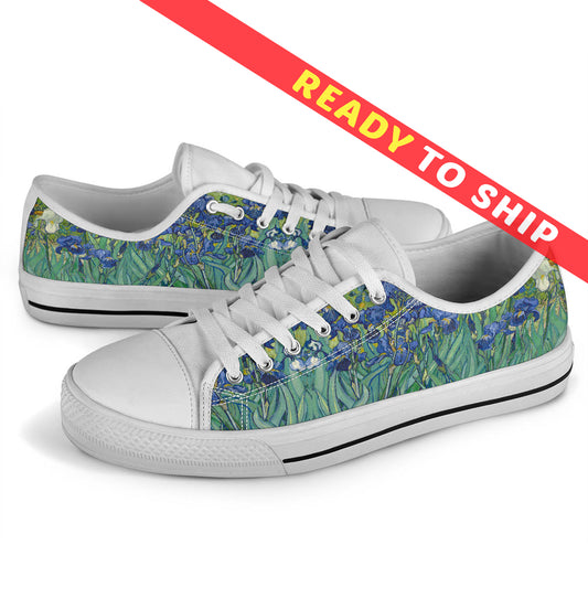 Vintage Art Vincent Van Gogh Irises Low Top Sneakers - READY TO SHIP