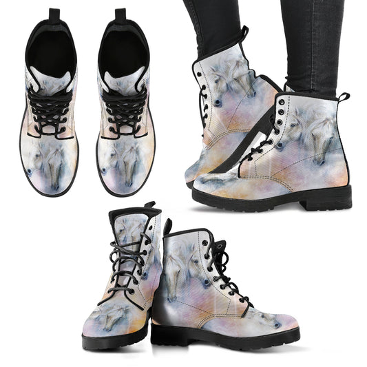 Horse Lover Women's Vegan Leather Combat Boots