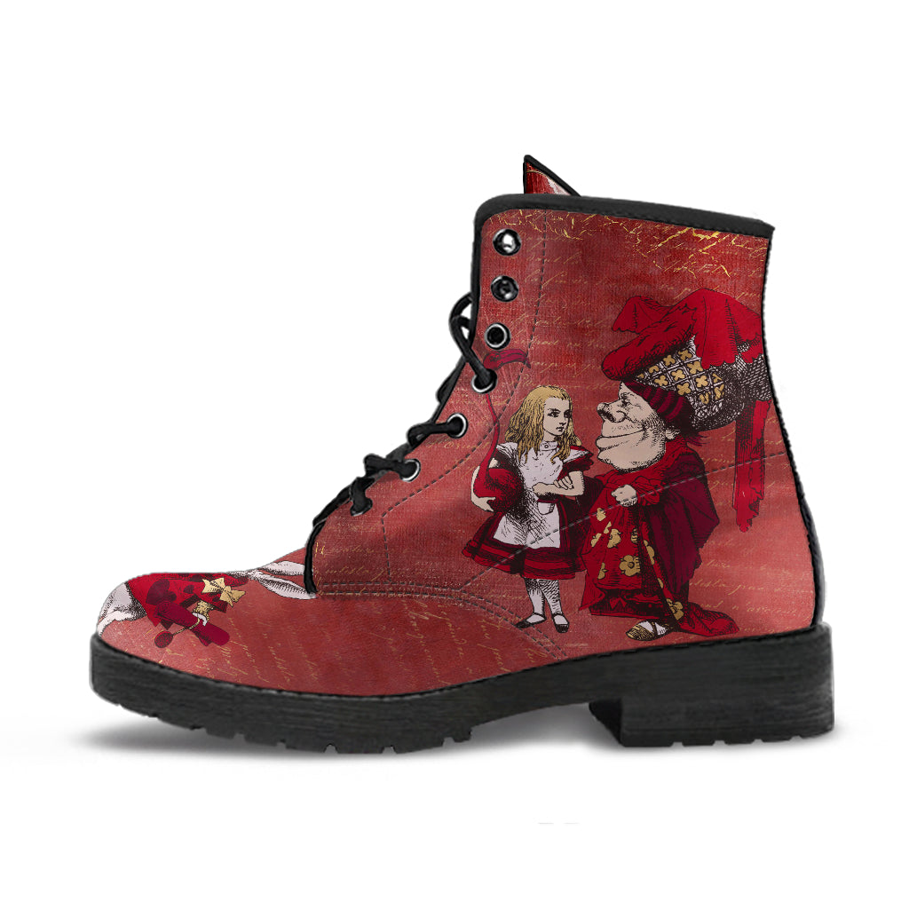 Alice in Wonderland #5 Muted Red Vegan Leather Boots