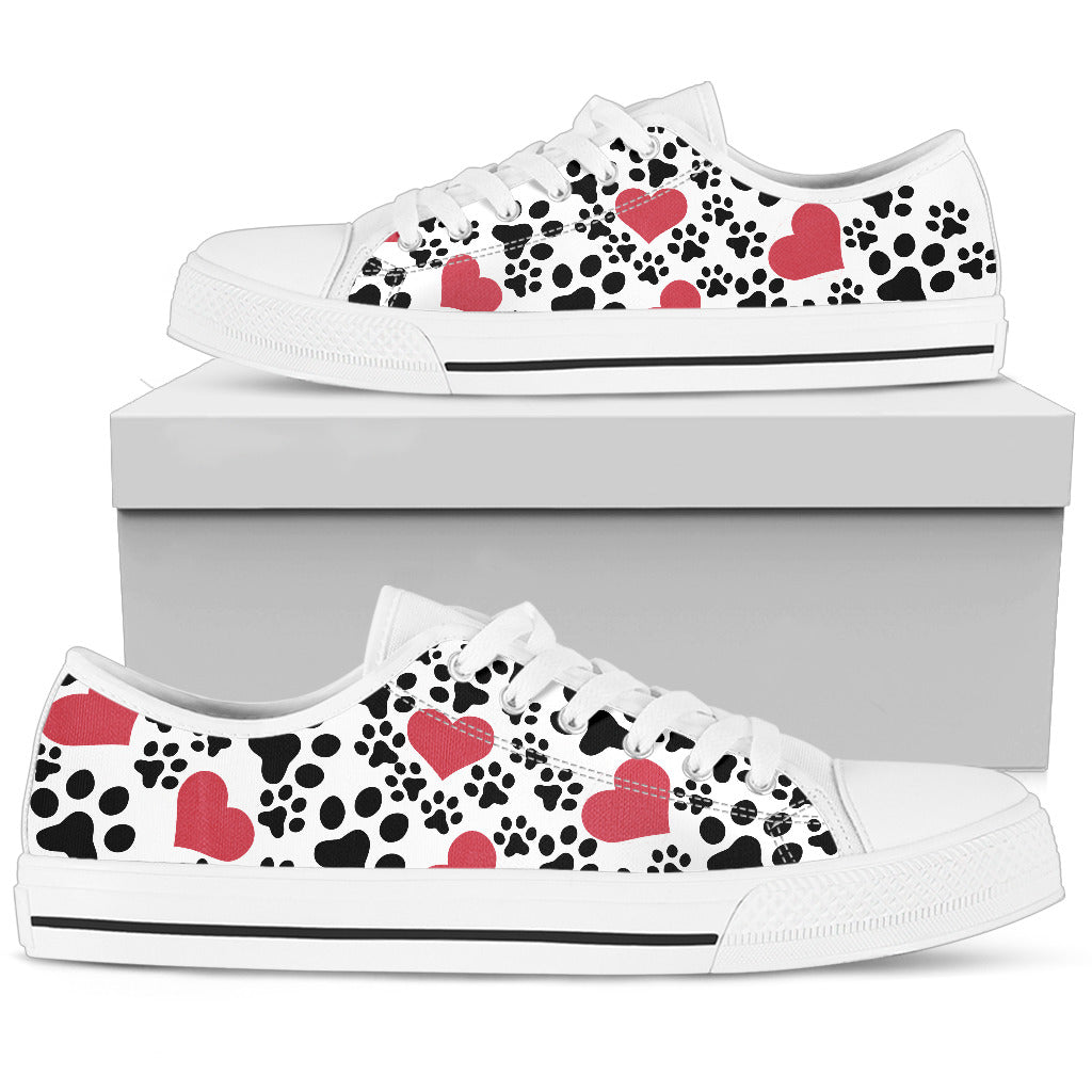 Dog Print White Women`s Low Top Shoes