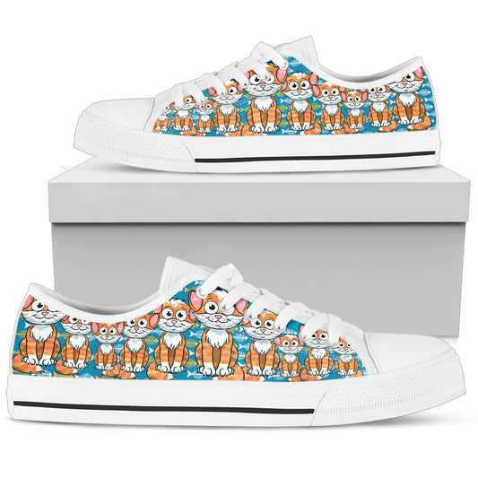 Orange Cats Women's Low Top Sneakers