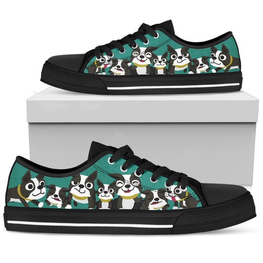 Smiling Boston Terriers Women's Low Top Sneakers