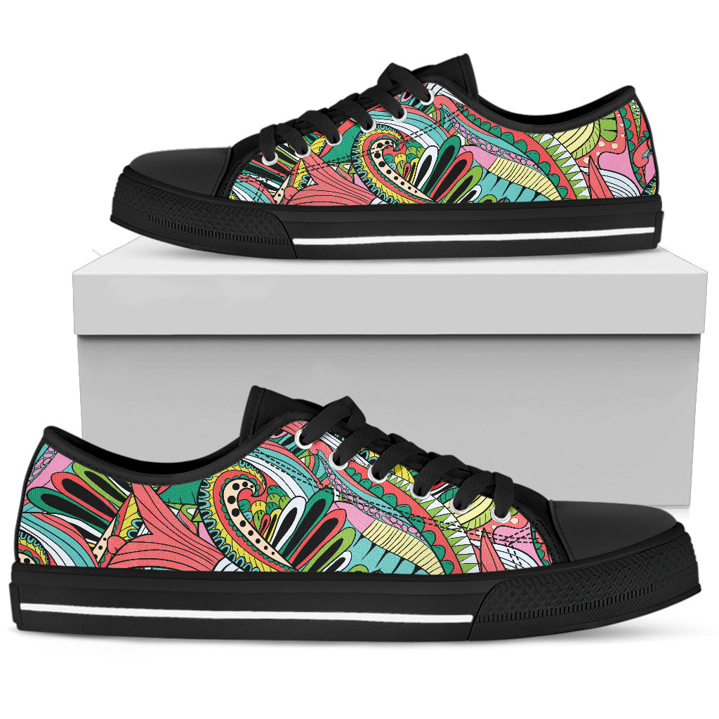 Funky Patterns in Greens Women's Low Top Shoes