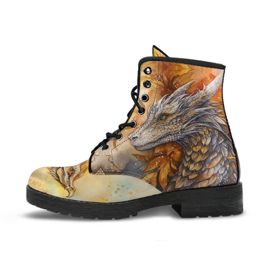 Majestic Dragons Women's Vegan Leather Combat Boots