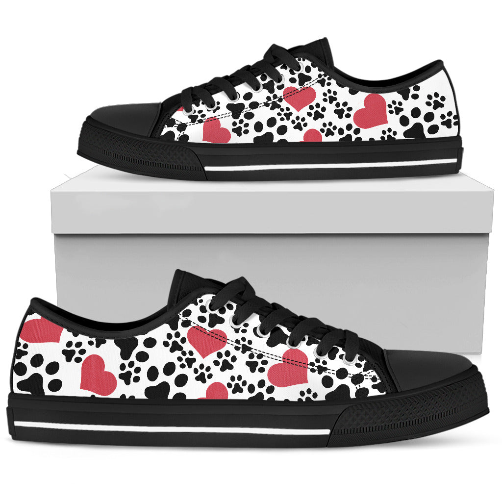 Dog Prints Women`s Black Low Top Shoes