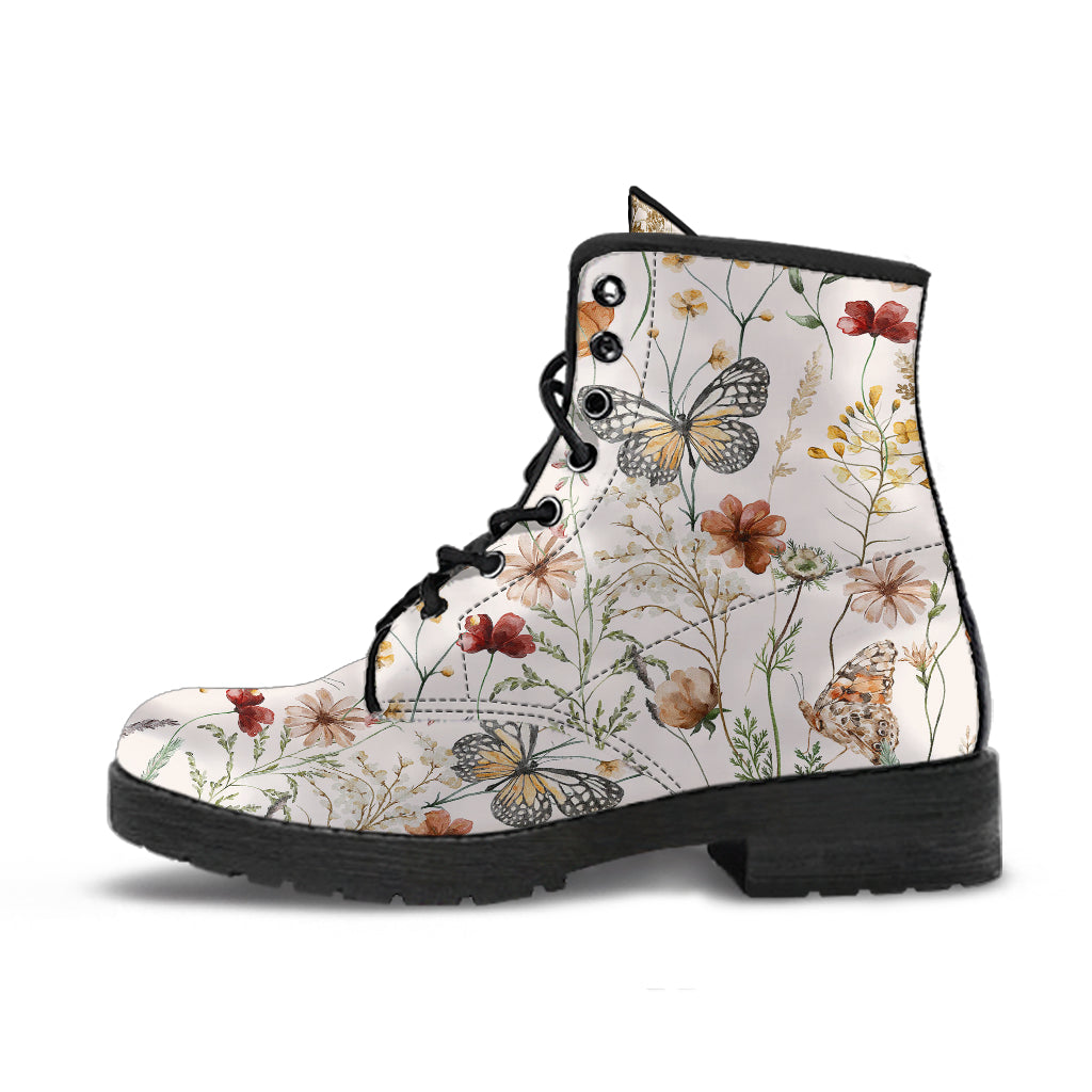 Tiny bloom Watercolor Butterfly Women Vegan Leather Boots