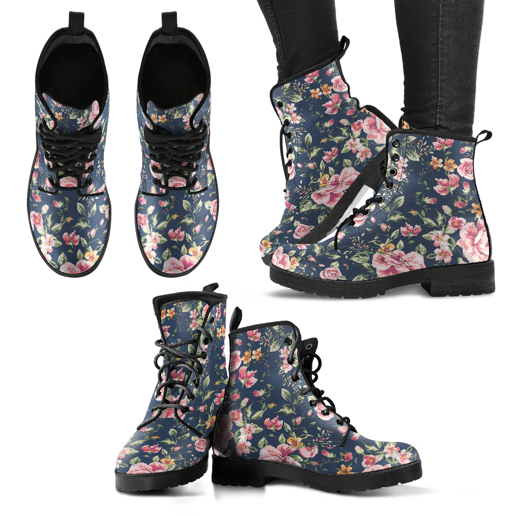 Perfect Pink Petals on Muted Blue Boots