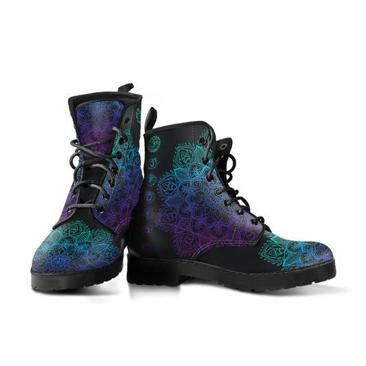 Muted Mandala Women's Vegan Leather Combat Boots