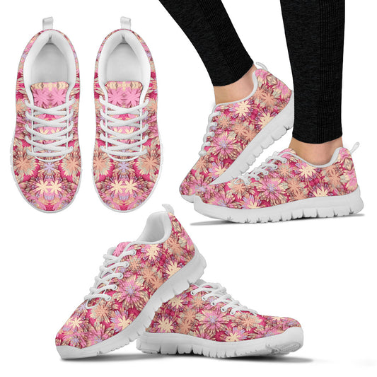 Pink Floral Women's Athletic Sneakers