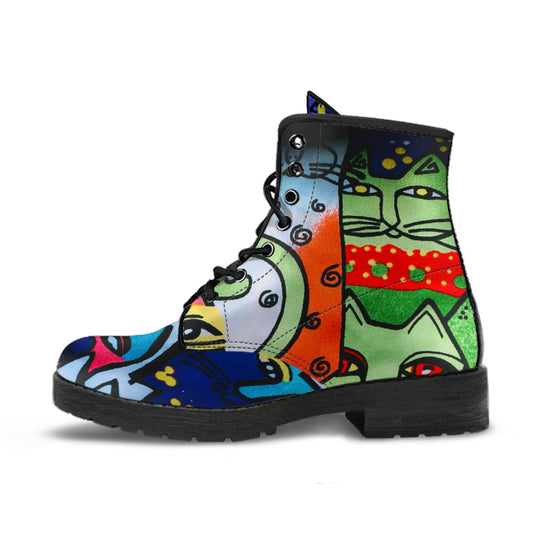 Street Art Cats Women's Vegan Leather Combat Boots