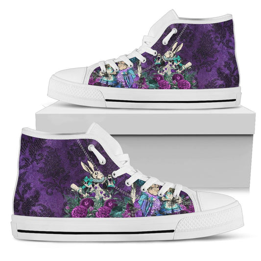 Alice in Wonderland Purple High Top Sneakers