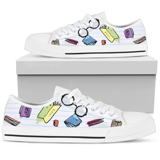 Book glasses Women's Low Top Shoes
