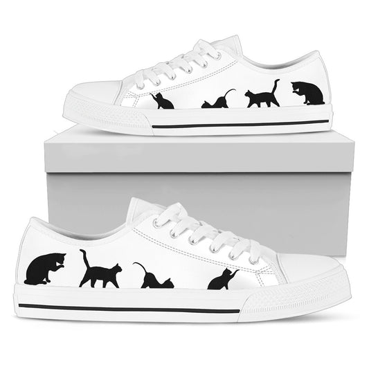 Cat Silhouettes Women's Low Top Sneakers