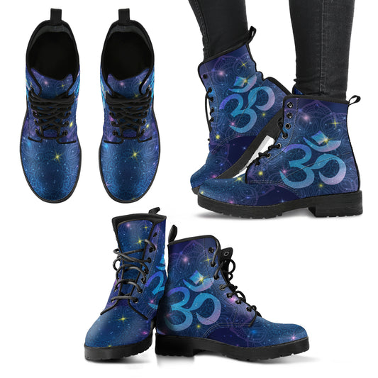 OM Mandala Women's Vegan Leather Combat Boots