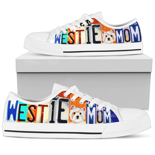 Women's Low Top Canvas Shoes For Cute Westie Mom