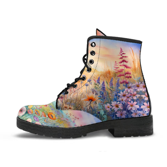 Wildflower Meadow Women's Vegan Leather Combat boots