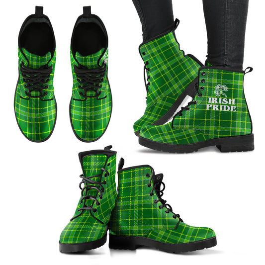 Irish Tartan Women's Vegan Leather Combat Boots