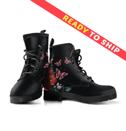 Butterflies and Flowers Handcrafted Boots - READY TO SHIP