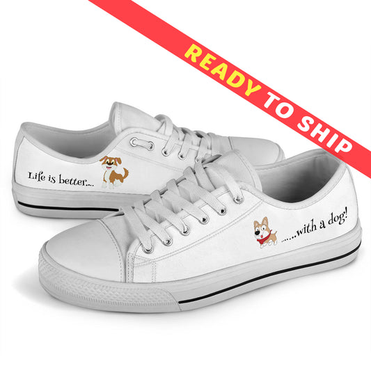 Life is Better With a Dog Low Top Sneakers - READY TO SHIP