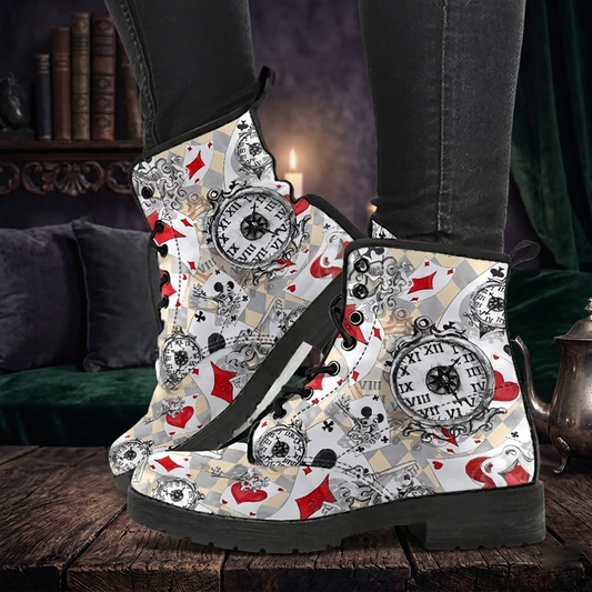 Alice in Wonderland #12 Women's Vegan Leather Combat Boots