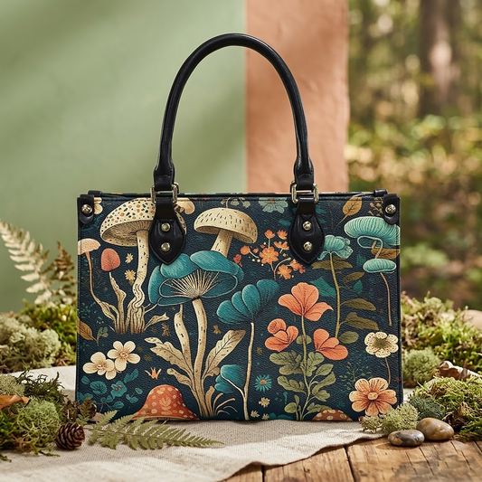 Mystical Mushroom Boho Women's Vegan Leather Handbag