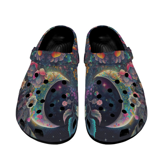 Sleepy Fantasy Garden Women's Black Sole Clogs