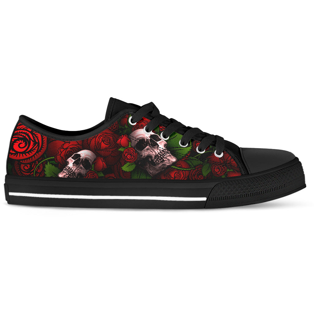 Skull Shoe Red Women's Low Top Shoes