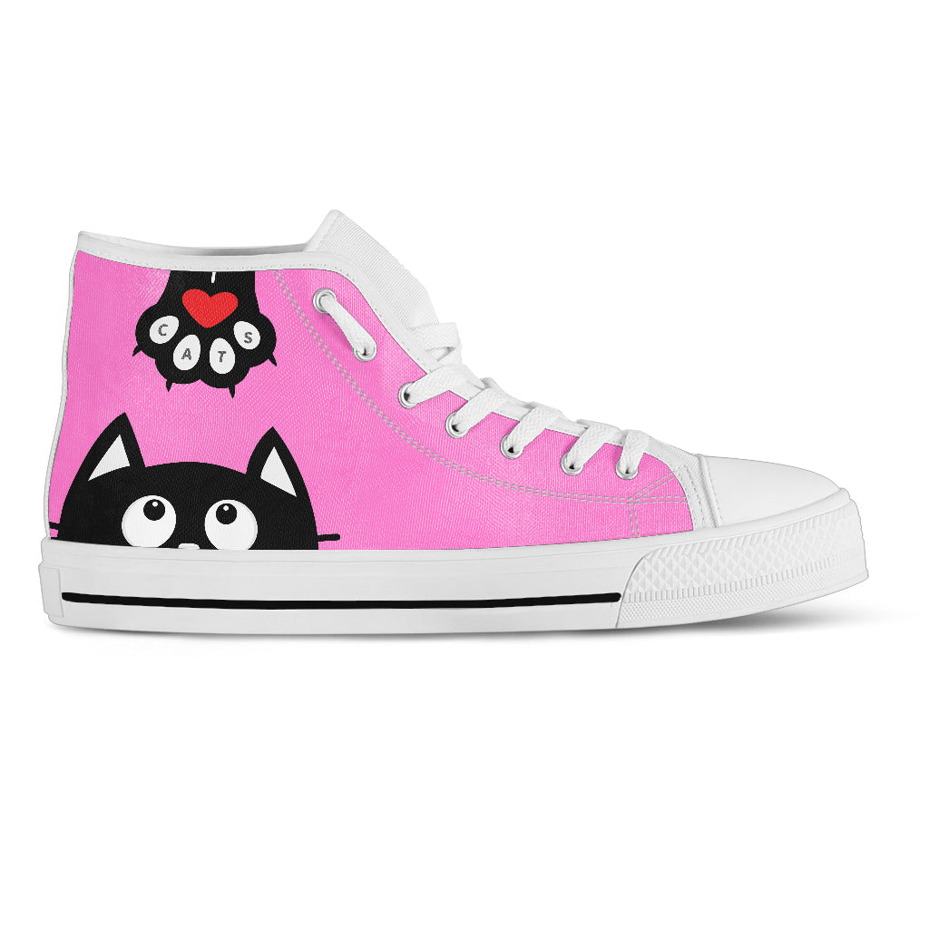 Pink cat Women's High Top Sneakers