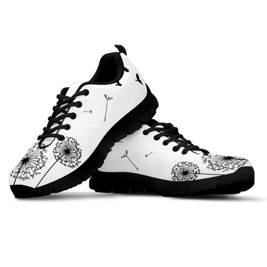 White Dandelion black Women Athletic Sneakers