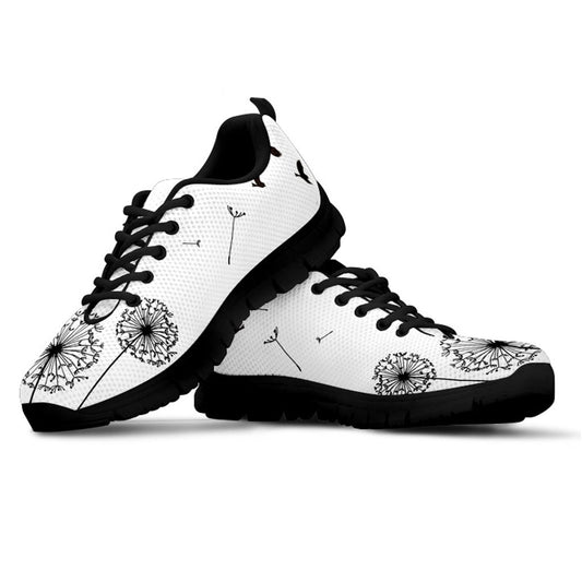 White Dandelion Black Women's Athletic Sneakers