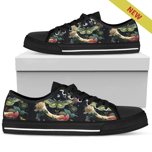 Moon's Embrace & Celestial Flora Women's Low Top Sneakers