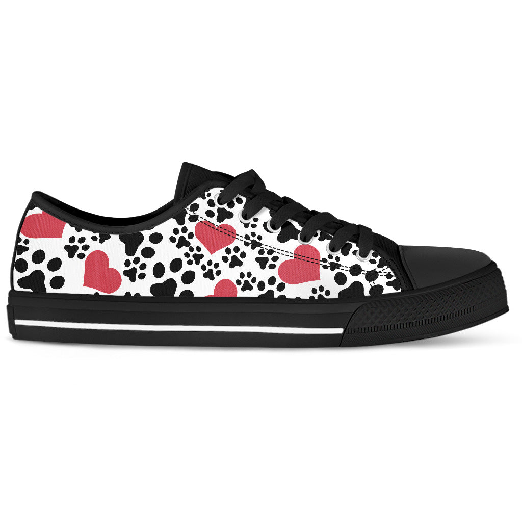 Dog Prints Women`s Black Low Top Shoes