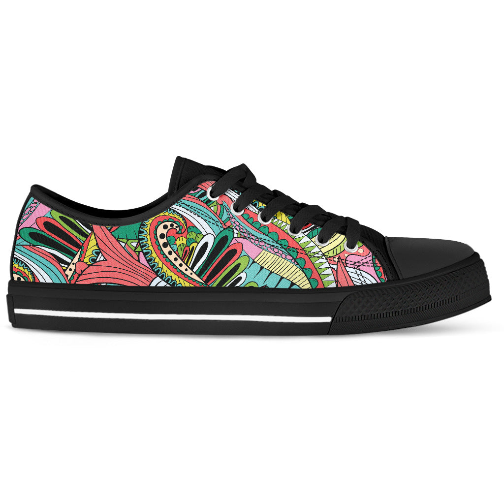 Funky Patterns in Greens Women's Low Top Shoes
