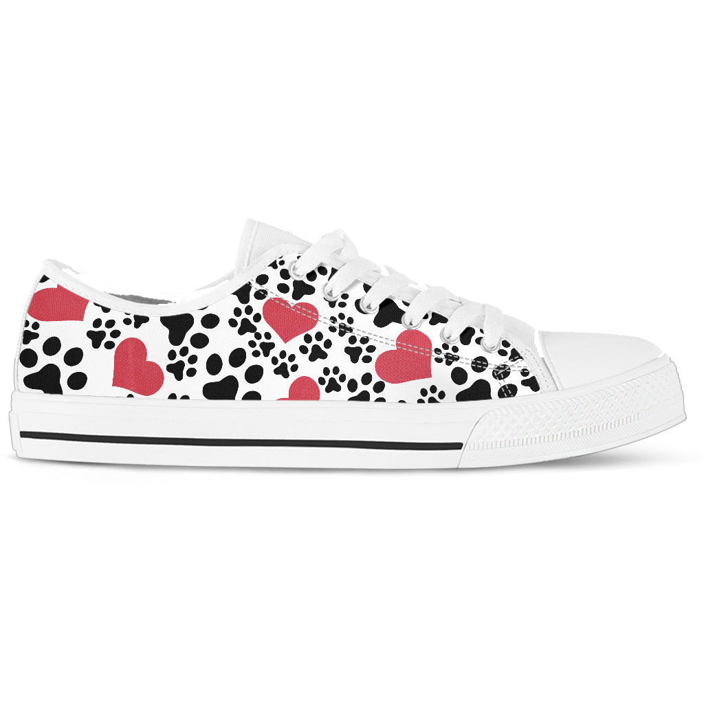 Dog Print White Women`s Low Top Shoes