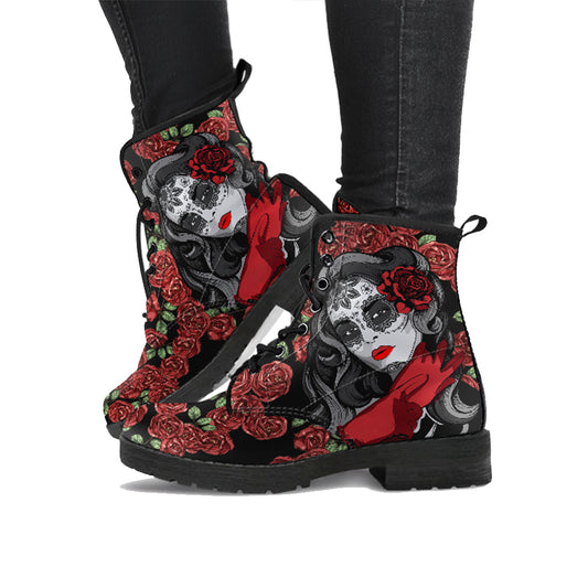 Day of the Dead Women's Vegan Leather Combat Boots