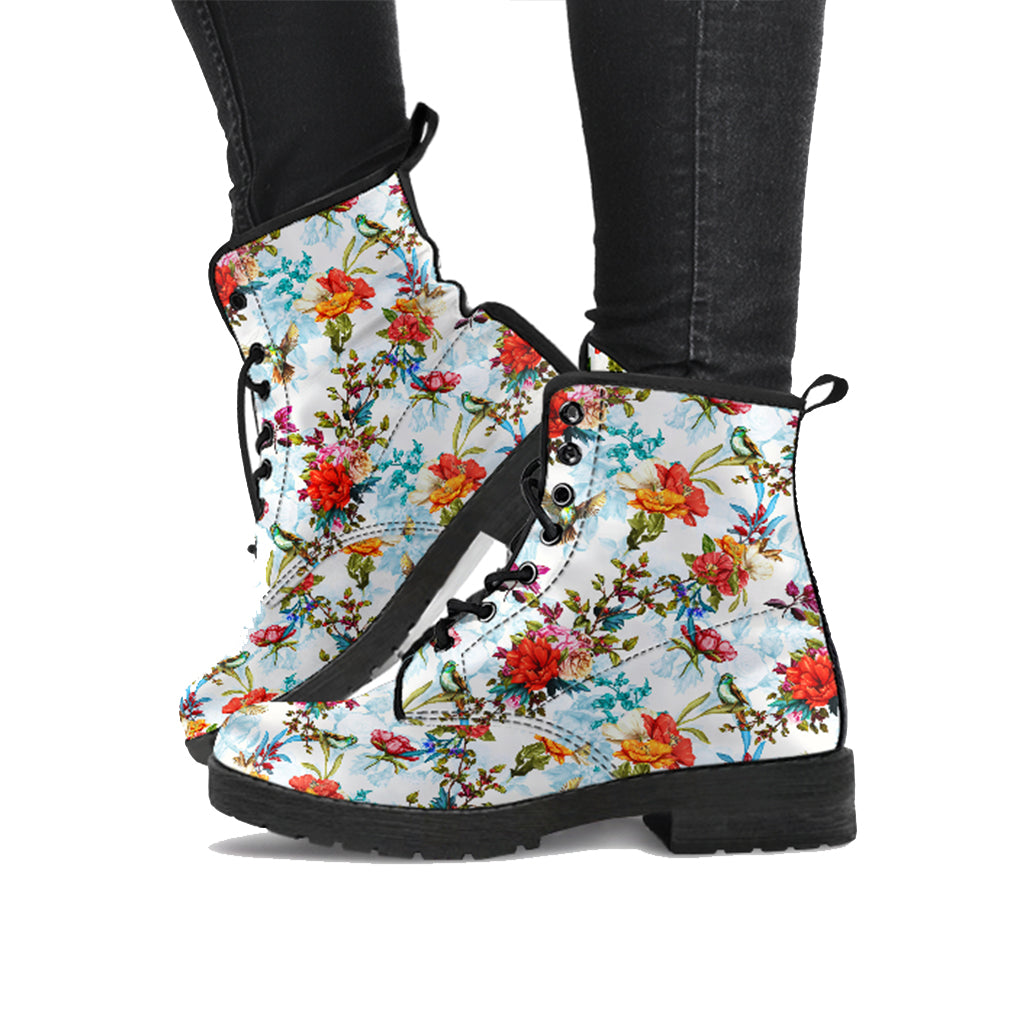 Colorful Bird Handcrafted Women Vegan Leather Boots