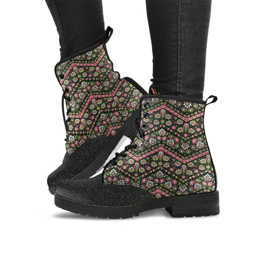 Boho Floral Handcrafted Vegan Leather Boots