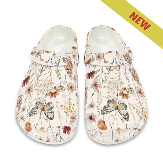 Tiny Bloom Watercolor Butterfly Women's Adult Clogs Shoes