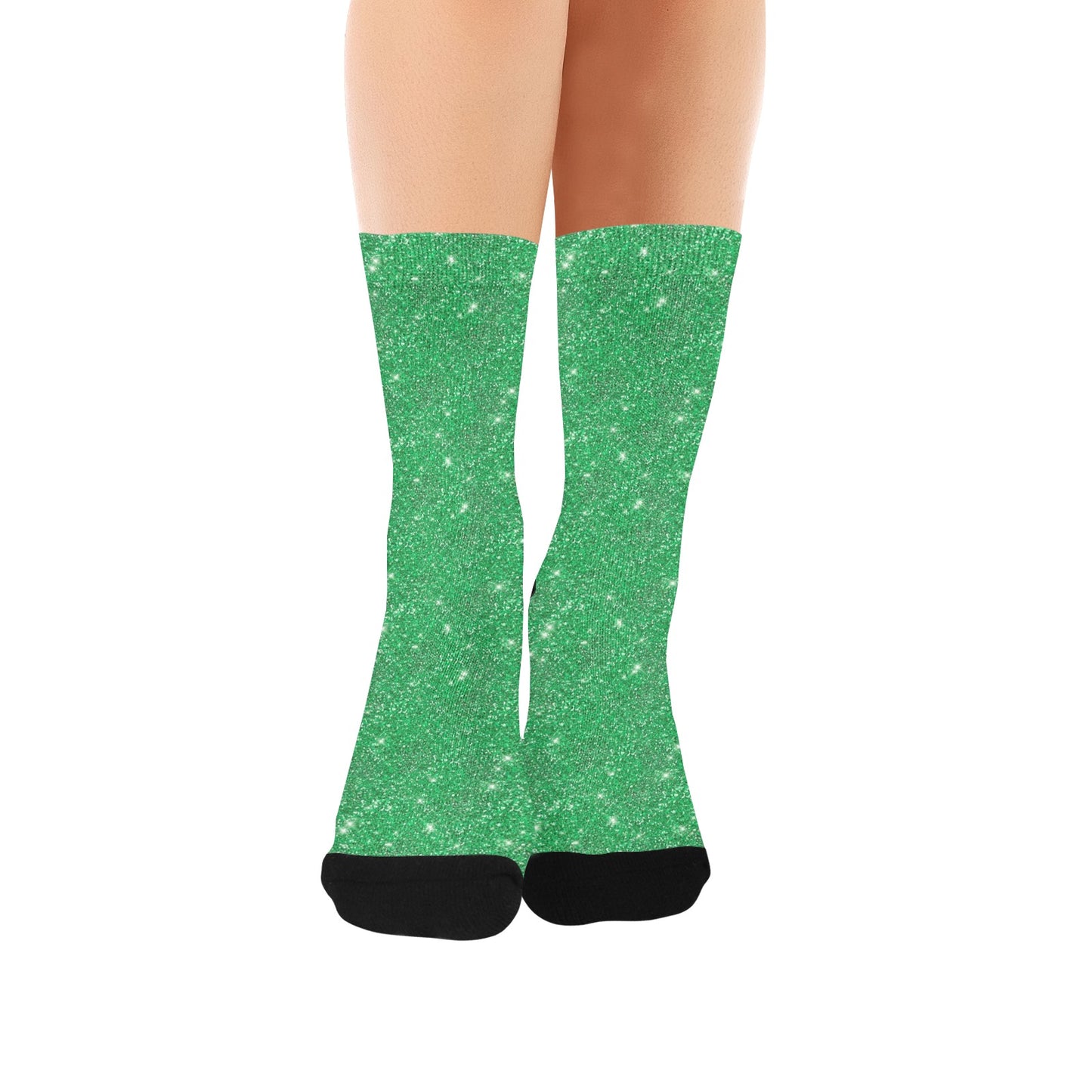 Green Sparkle Glitter Socks - Custom Socks for Women Made in USA