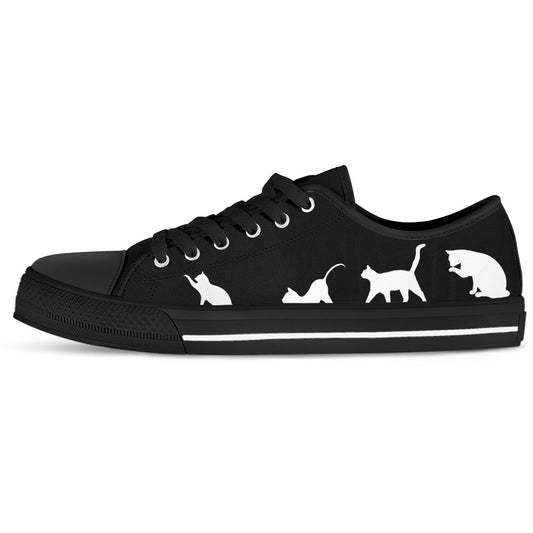 Black and White Cats Women's Low Top Sneakers