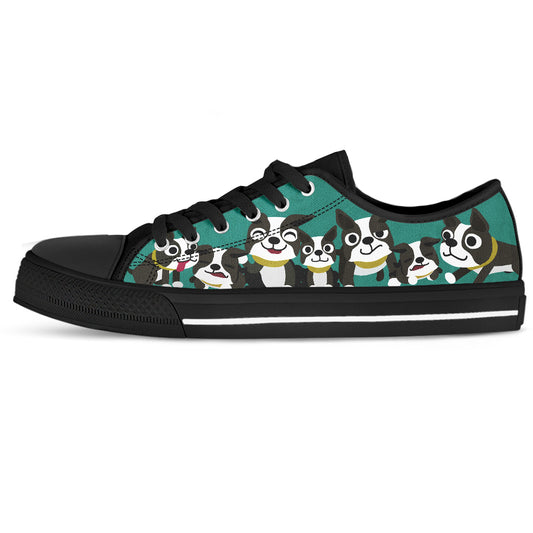 Smiling Boston Terriers Women's Low Top Sneakers