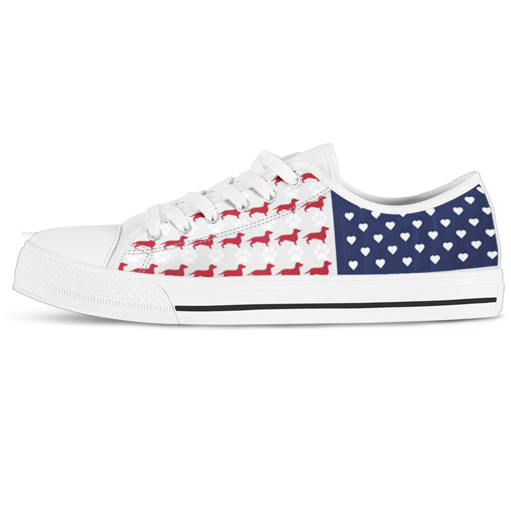 Dachshund US Flag Women's Low Top Shoes