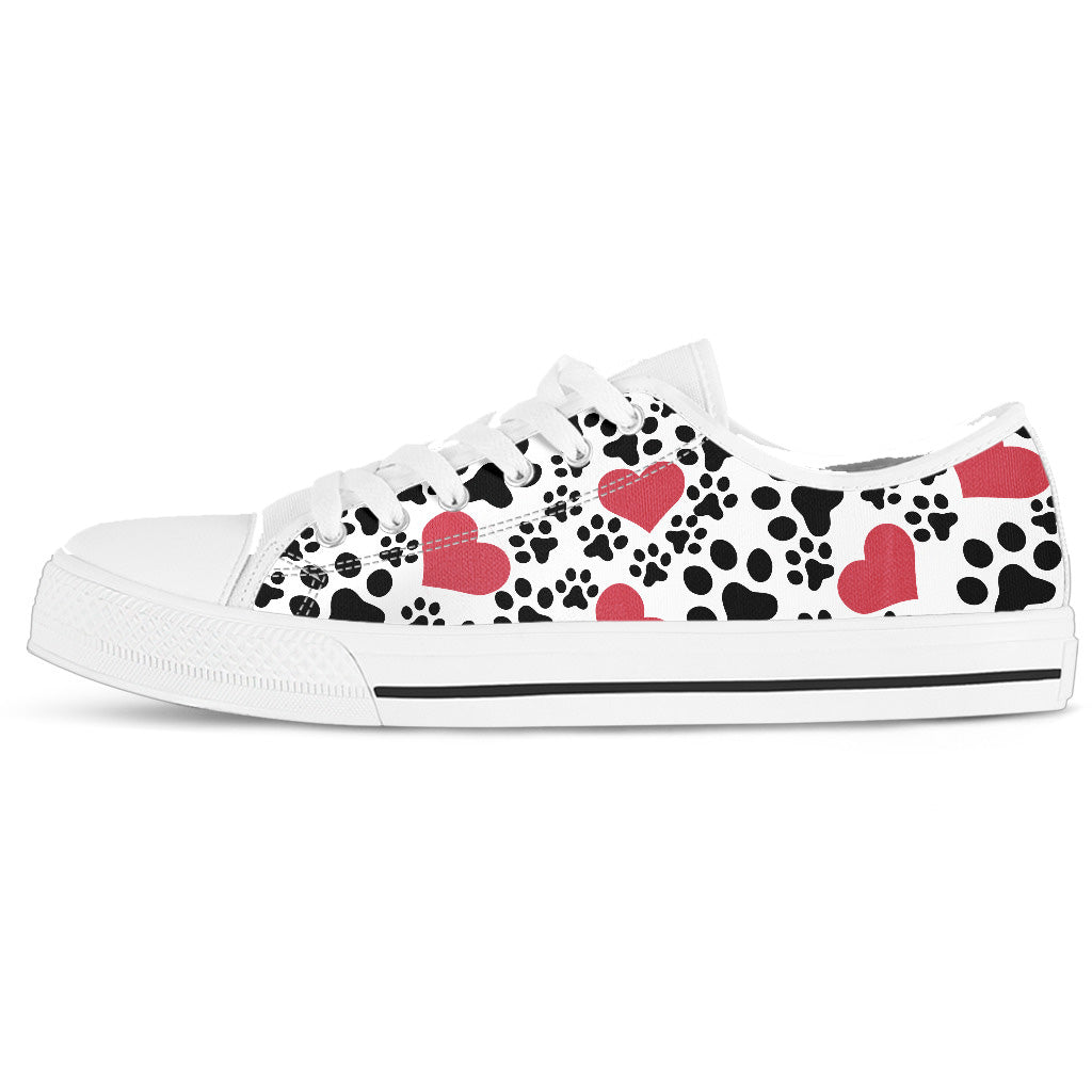 Dog Print White Women`s Low Top Shoes