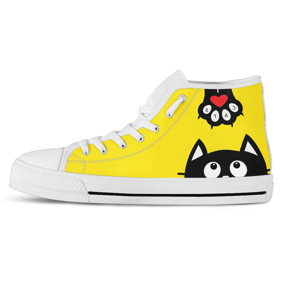 Yellow Cat Art Women High Top Women Shoes Sneakers