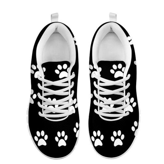 Women's Black Paw Print Athletic Sneakers