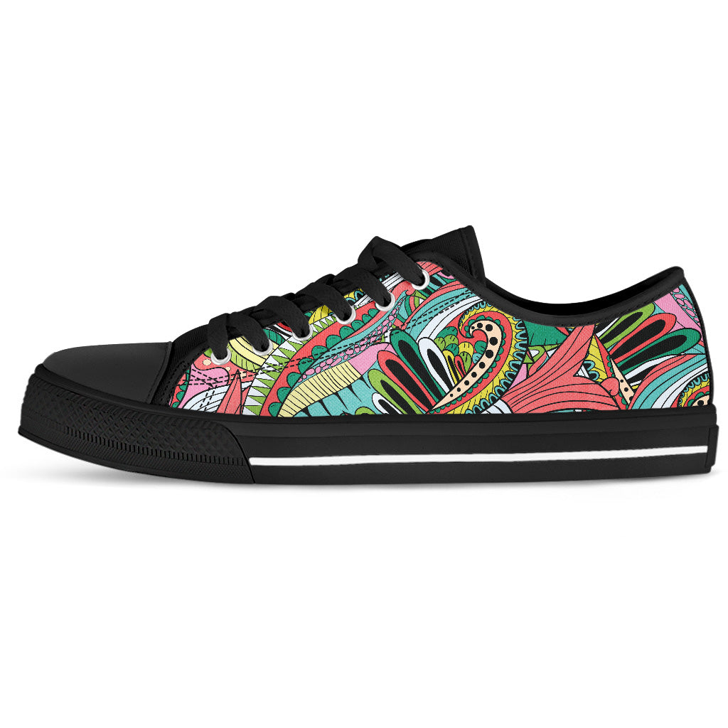 Funky Patterns in Greens Women's Low Top Shoes