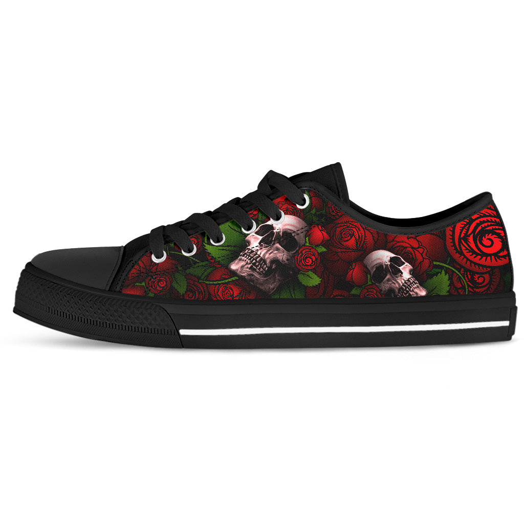 Skull Shoe Red Women's Low Top Shoes