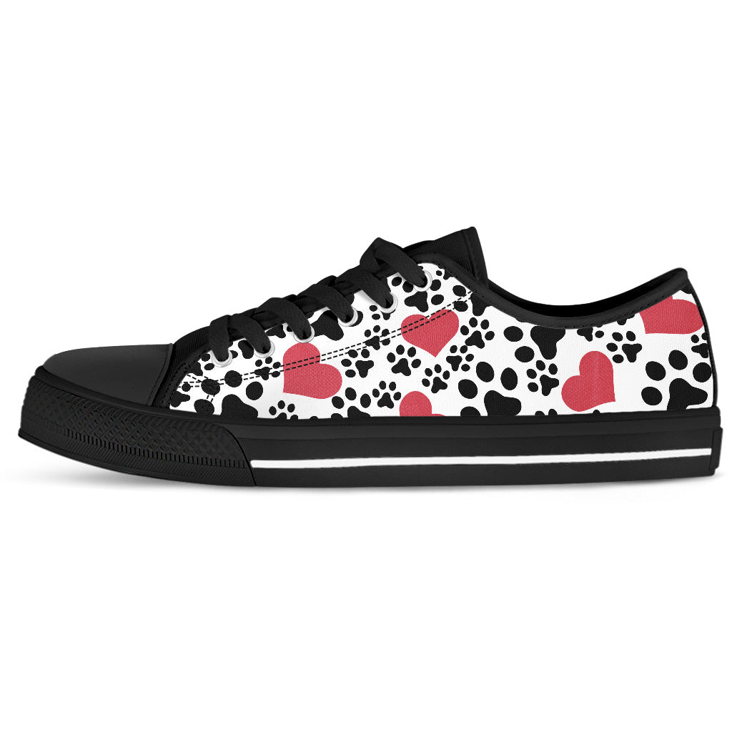 Dog Prints Women`s Black Low Top Shoes