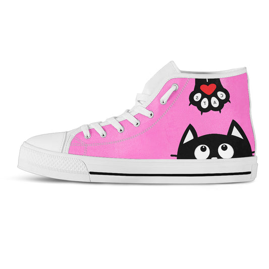 Pink cat Women's High Top Sneakers